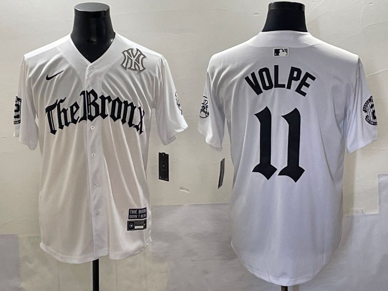 Men 2025 New York Yankees #11 Volpe White Five generations Joint Name Nike MLB Jersey style 7